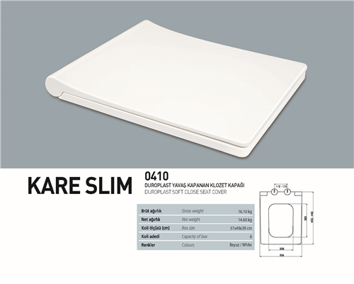 NKP DUROPLAST KARE SLİM YAVAŞ KAPANAN KLOZET KAPAĞI